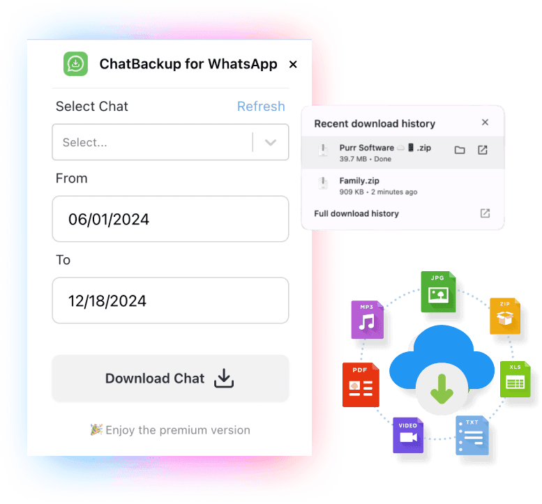 WhatsApp Chat Backup and Export Tool Interface